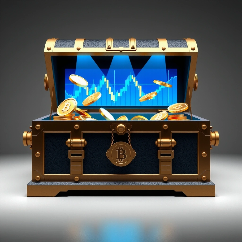 Premium gold chest with unlocked vault representing free premium access