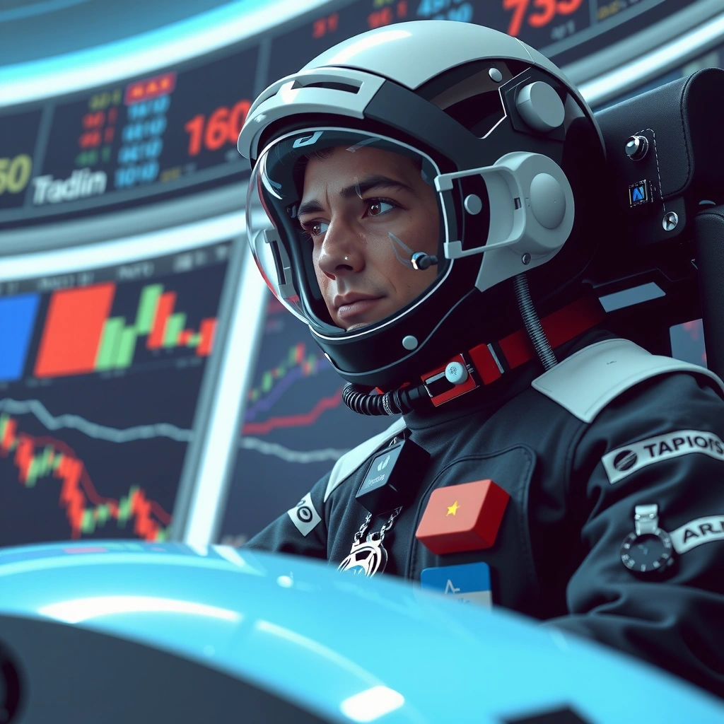 Space and stocks themed iconography